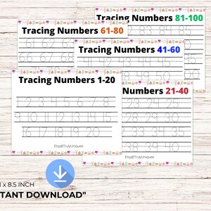 Tracing Numbers 1-100 Numbers Activities Sheet Trace Practice Page Preschool Learn To Write First Grade Write Numbers