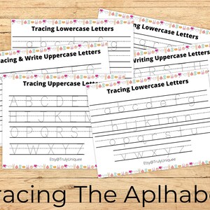 Tracing Alphabet worksheets letters pdf printables for toddlers pages a to z capital and lowercase letters trace ABC writing practice