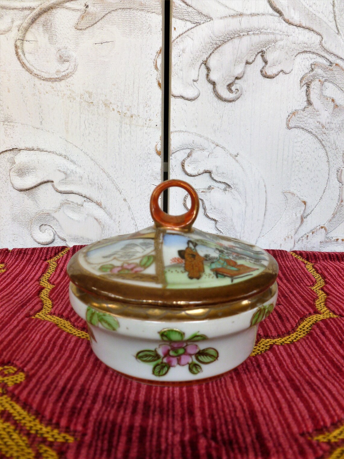 Antique Satsuma Trinket Box. 1930 Japanese Porcelain. Gilded Etsy UK