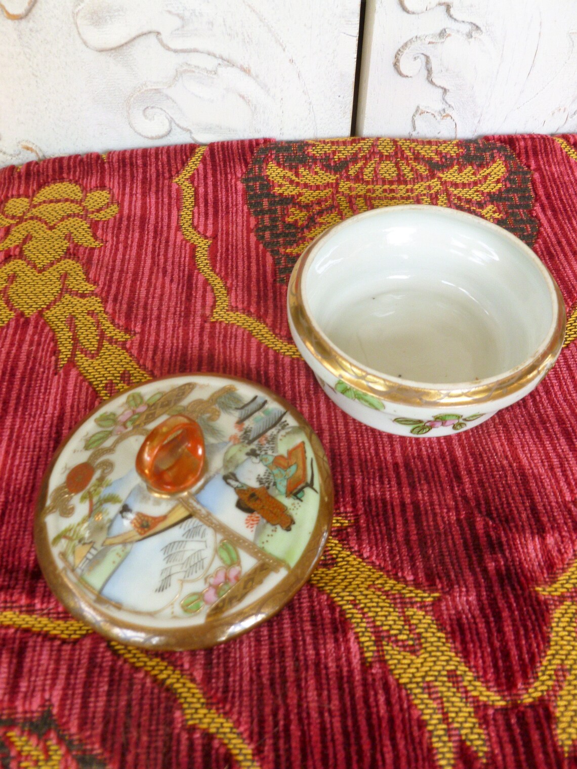 Antique Satsuma Trinket Box. 1930 Japanese Porcelain. Gilded Etsy UK