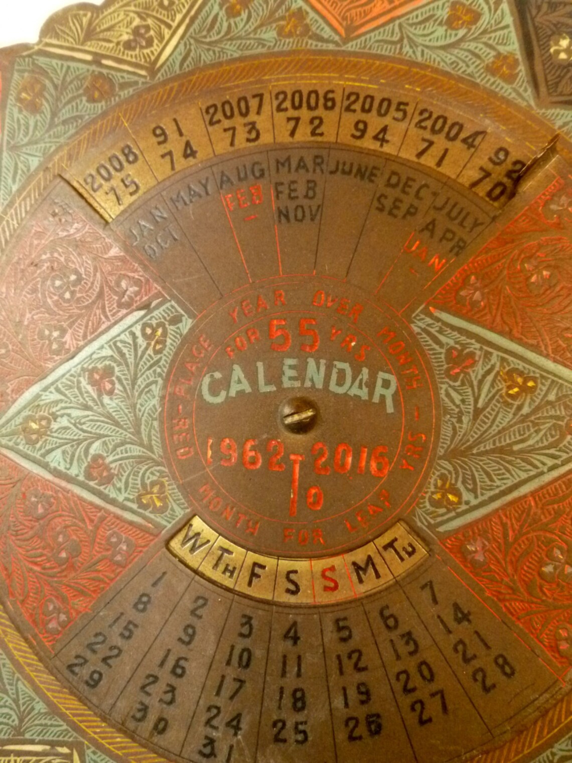 Vintage Metal Calendar. 19622016 Calendar. 60's Calendar. Etsy