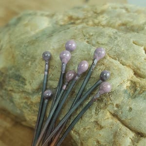 Mini headpins, copper enamel, nail jewelry, copper, copper enamel, rustic, enamel purple, handmade, artisan, primer