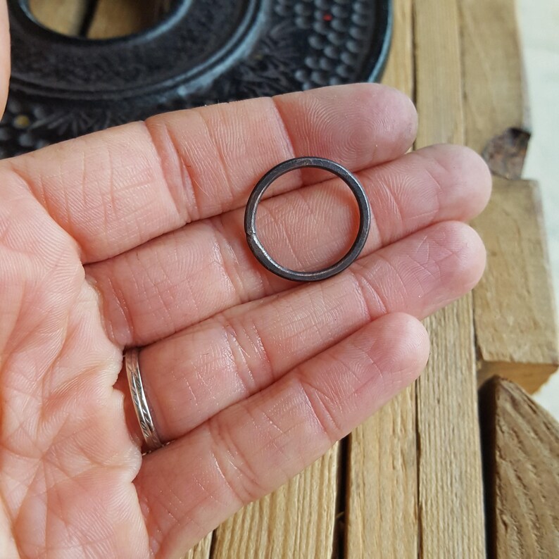 copper circles closed soldered oxidized rings Etsy