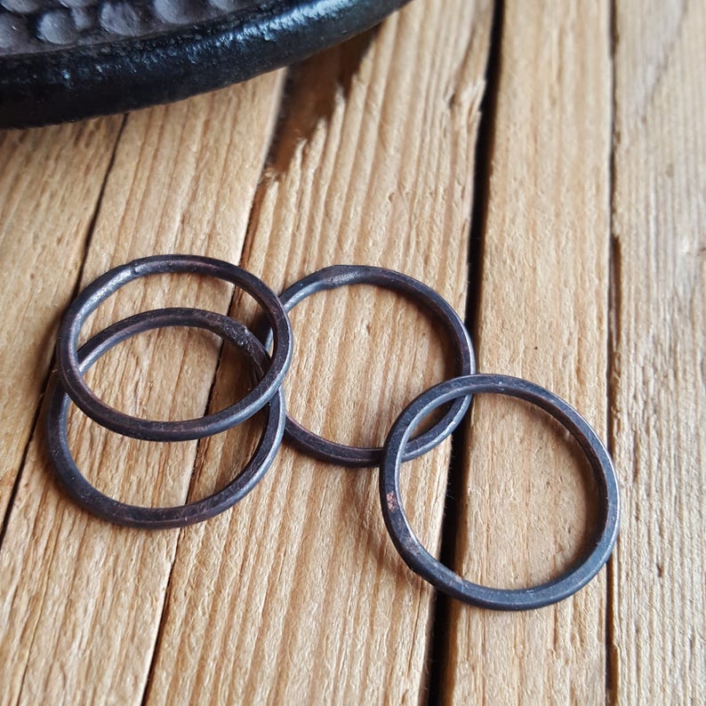 copper circles closed soldered oxidized rings Etsy