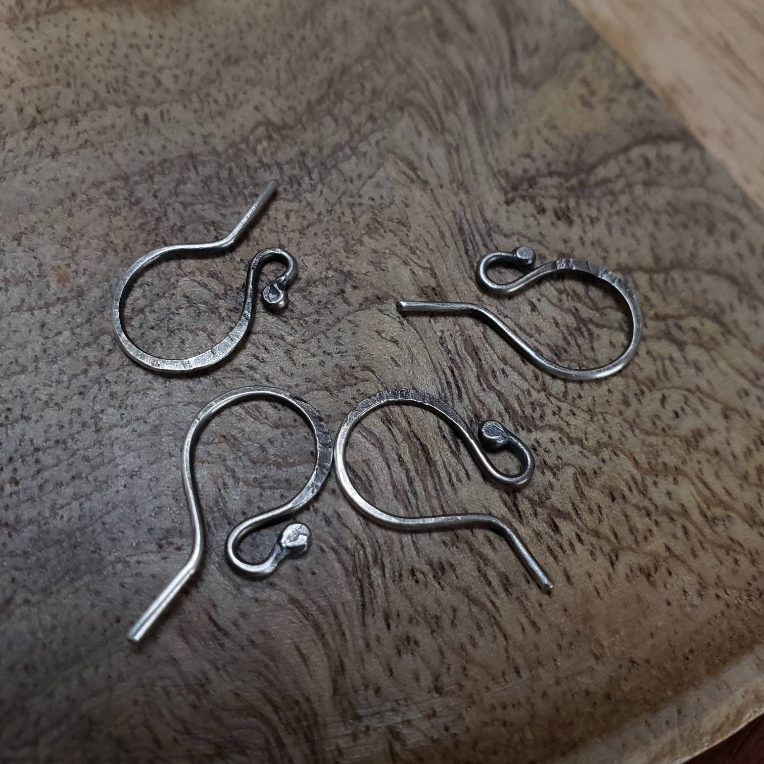 Hook Earrings in Oxidized 925 Silver Forged Handmade. Pack - Etsy