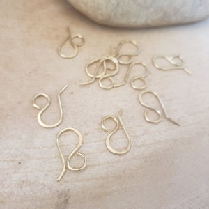 Reserves Juliette.Handmade ear hook in raw golden brass, artisanal, manufacturing of earrings, 20 pairs