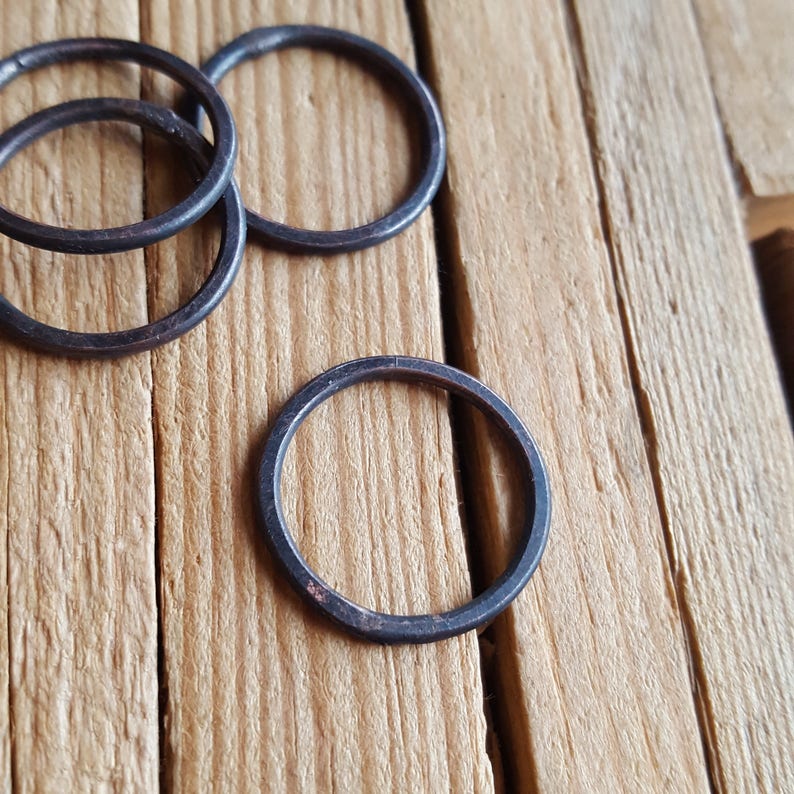 copper circles closed soldered oxidized rings Etsy