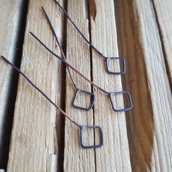 Eye copper pines, square,losange, copper jewelry, buckle rod, rustic component, handmade component, artisanal, prime- Lot of 6