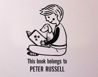 Ex Libris For Boy With Dog /Custom Rubber Stamp / Book Stamp / Gifts For Men / Gift For Boy / Artistampdesign