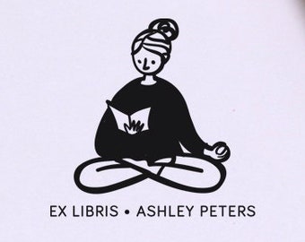 YOGA Custom Bookplate Stamp / Personalized Rubber Stamp for Yoga Teacher / Belongs to Stamp with Name / Custom Library Stamp