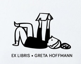 Gift for BOOKWORM / Personalized Book Stamp / Ex libris Stamp for Her / Wooden Rubber Library Stamp