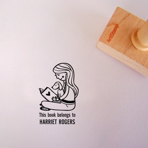 Custom Ex Libris Stamp / Personalized Book Stamp / Easter Stamp / Easter Gift / Wooden Stamp / Name Stamp for Kids