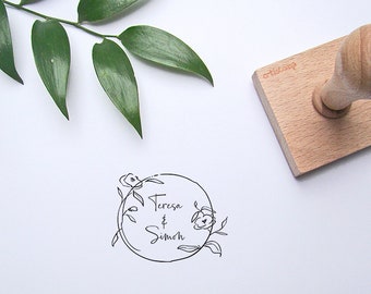 Custom Wedding Invitation Stamp With The Names Of Bride And Groom / Custom Rubber Stamp / Personalized Stamp / Wooden Stamp