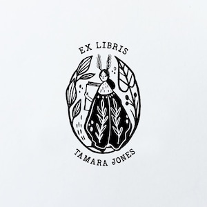 MOTH GIRL Ex libris / Butterfly Rubber Stamp / Insect Personalized Book plate / Custom book stamp for Daughter / Gift Box