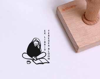 CUSTOM Bookplate Stamp / Wooden Rubber Stamp / Belongs to Stamp with Name / Library of Stamp / Custom Library Stamp