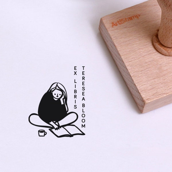 CUSTOM Bookplate Stamp / Wooden Rubber Stamp / Belongs to Stamp with Name / Library of Stamp / Custom Library Stamp