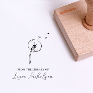 DANDELION From The Library Of Stamp / Ex Libris Stamp / Bookplate Stamp / Personal Library Stamp / Book Return Stamp