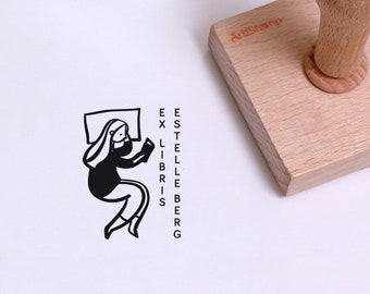 AANGEPASTE Boekstempel / Gepersonaliseerd cadeau voor haar / Custom Rubber Stamp / Bookworm Cadeau voor vrouwen / Cadeau voor meisje / Ex Libris Stamp