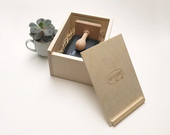 Stempelhalter box aus Holz für Künstlerstempel