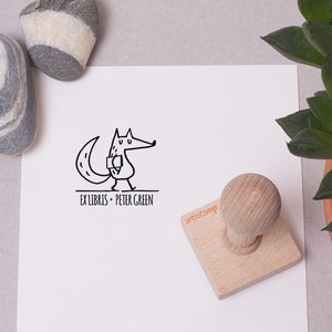 Fox Name Stamp per bambini / Custom Ex Libris / Francobollo personalizzato / Timbro animale