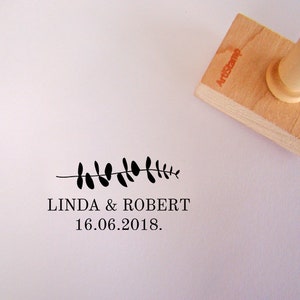 Eucalyptus Save The Date Wedding Stamp / Wedding Invitation / Wedding Favors Gift / Custom Rubber Stamp / Personalized Wooden Stamp