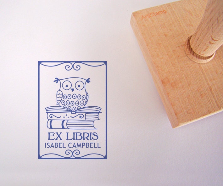 Name Stamp / OWL Personalized Ex Libris Stamp / Custom Rubber Stamp / Name Stamp for Kids / Owl Love