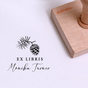 PINE Ex Libris Rubber Stamp / Bookplate Stamp / Gift for Mom / Personalized Library Stamp / Custom Book Rubber Stamp / Ex Libris Stamp