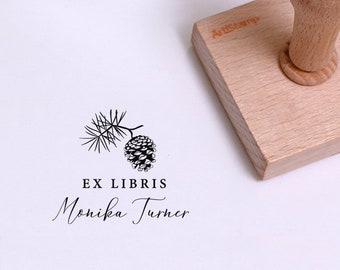 PINE Ex Libris Rubber Stamp / Bookplate Stamp / Cadeau voor mama / Gepersonaliseerde Bibliotheekstempel / Custom Book Rubber Stamp / Ex Libris Stamp