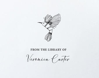 HUMMINGBIRD From the Library of Stamp / Custom Library Stamp / Custom Book Stamp / Ex Libris Custom / Personalized Rubber Stamp  / Moms Gift