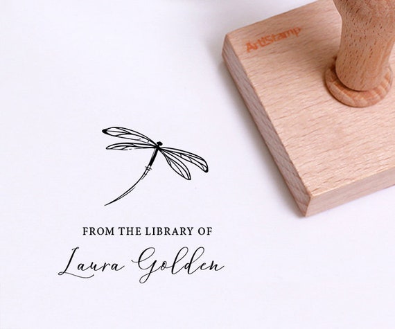 DRAGONFLY Exlibris Stamp, Book Stamp, Personalized Stamp, Custom Stamp,  Sceau, Ex-libris Rubber Stamp, From the Library of Stamp 