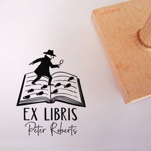 Hecho solo para él Ex Libri Stamp 3D / Regalo personalizado / Sello de goma personalizado / Regalo de amante del libro / Regalo para hombres / Artistamp