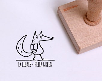 Custom Ex Libris / Fox Name Stamp for Kids / Personalized Book Stamp / Animal Stamp