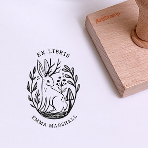 JACKALOPE library stamp / Ex Libris / Personalised book plate /For book lovers / Gift for book lovers / Book stamp  / Stamp for teacher