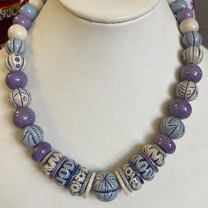 Vintage Ukrainian Beaded Necklace/Unique Ceramic Jewelry/Ethno Folk
