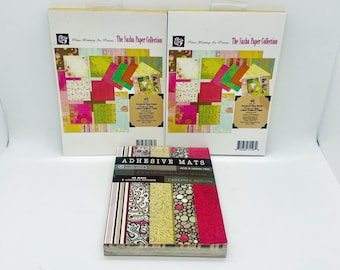 Prima Marketing Sasha Paper Collection Lot 2 Pads + Autumn Leaves Adhesive Mats Scrapbook Paper