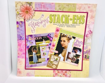 2007 Kathleen Francour Flutterbyes Stack-Ems Scrapbook Paper Kit 12x12 Die Cuts Fairy Floral