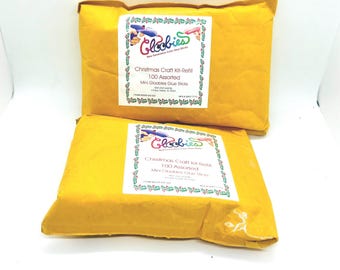 Vintage Gloobies Christmas Craft Kit Refill | 200 Mini Assorted Color Glue Sticks