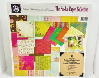 Prima Marketing Sasha Floral Scrapbook Paper Pad, 96 Sheets 12x12 Acid-Free