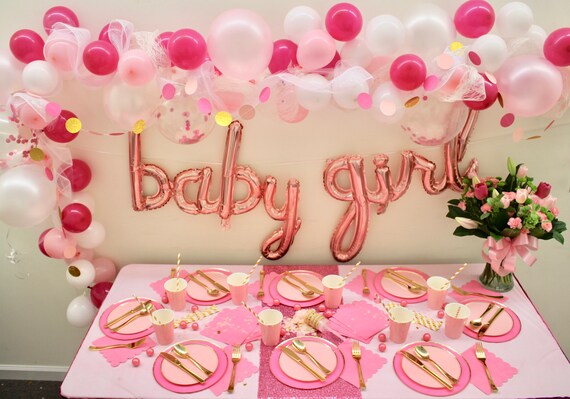 185 Piece Pink Baby Girl Party Box \\ Baby Girl Party-in-a-Box \\ Baby Girl Shower \\ Pink Baby Shower Party-in-a-box \\ Barbie Baby Shower Il_570xn