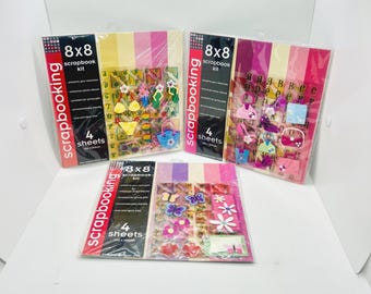Paper Cellar 8x8 Scrapbook Kits Lot of 3 Y2K Craft Supplies (New Old Stock)