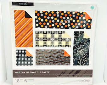 Martha Stewart Crafts Halloween Scrapbook Paper 12x12 18 Sheets Spiderweb Orange Black New Sealed