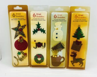 Christmas Brad Buddies Embellishments Lot: Scrapbook, Cardmaking Supplies