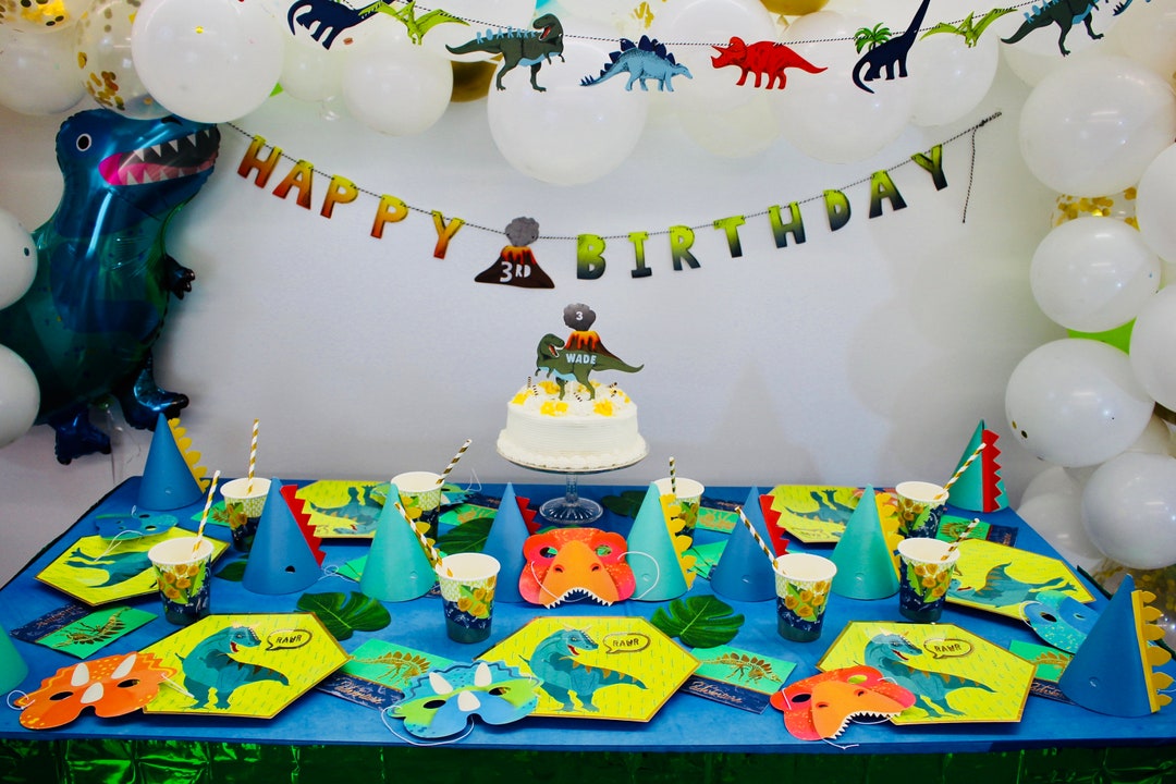 Dinosaur 2nd Birthday Party Decorations - Plates, Napkins