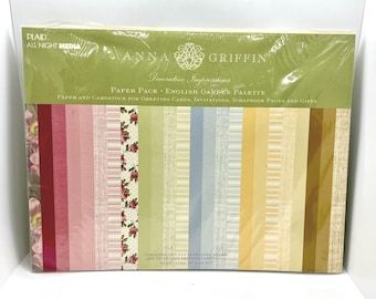 Anna Griffin Vintage 2004 English Garden Palette Paper Pack Sealed 24 Sheets 11x14.5 Scrapbook Paper Cardstock Floral