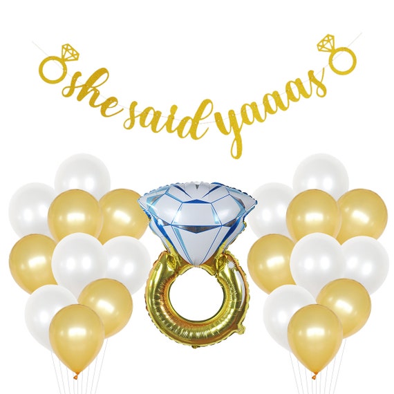 22 Piece She Said YAAAS Decoration Kit \\ Bride Decoration Kit \\ Gold Bridal Shower Decorations \\ Bach Party Supplies \\ She Said Yes Il_570xn