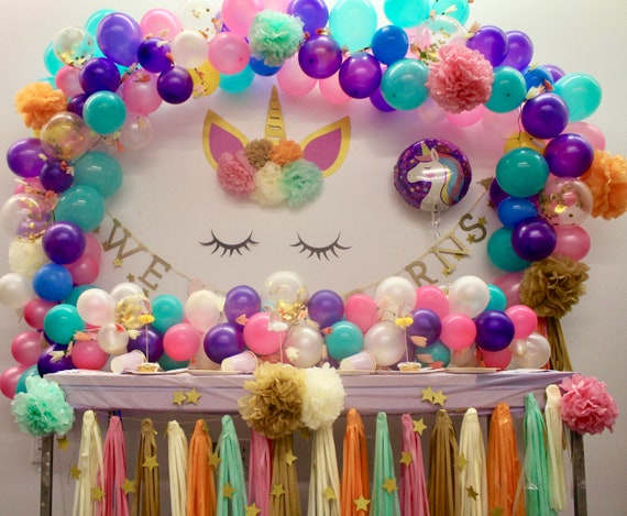 Unicorn Birthday Party Supplies Kit - 208 Piece Decorations - View #2