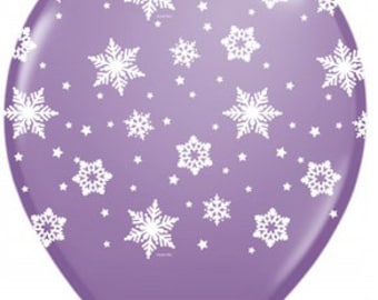 12 Snowflake 12&quot; Latex Balloons| Frozen Snowflake Clear Winter First Birthday Baby Shower|Snowflake Clear Balloons|One Snowflake Party