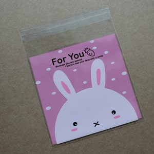Cookie Kawaii Cello Bag, Bunny For you Translucent Self Adhesive Favor/Cookie/Treat/Poly Bags | Birthday, Wedding, Packaging, Gift