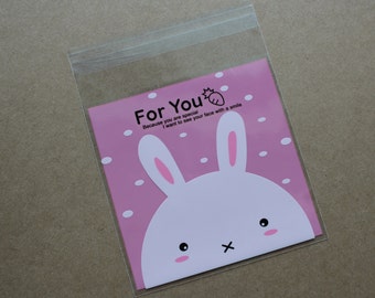 Cookie Kawaii Cello Bag, Bunny For you Translucent Self Adhesive Favor/Cookie/Treat/Poly Bags | Birthday, Wedding, Packaging, Gift