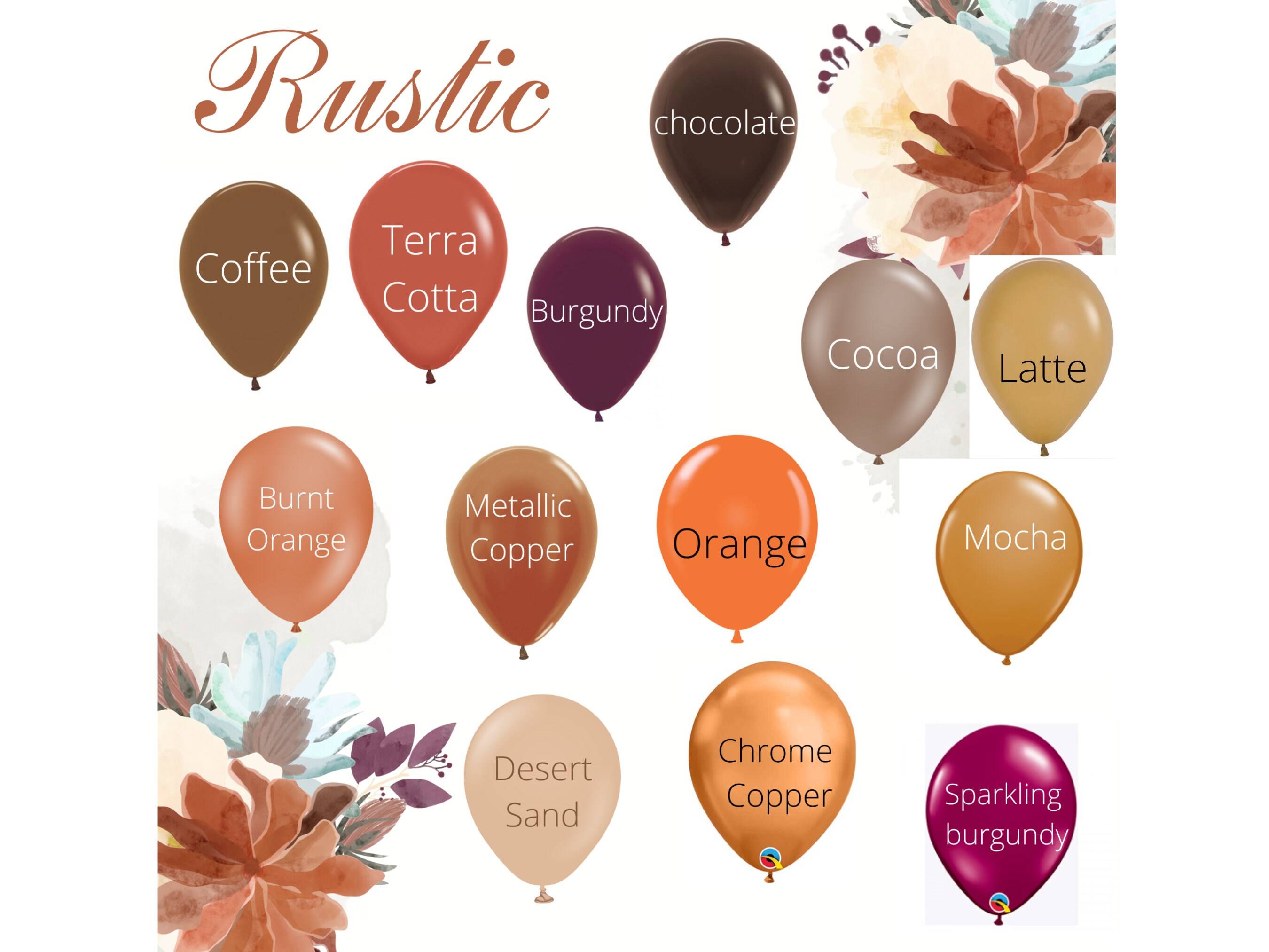 Biodegradable Rustic Brown Copper Latex Balloons, 5", 11" & 17" Burnt Orange, Desert Sand, Copper, Baby Shower, Wedding, Balloon Arch